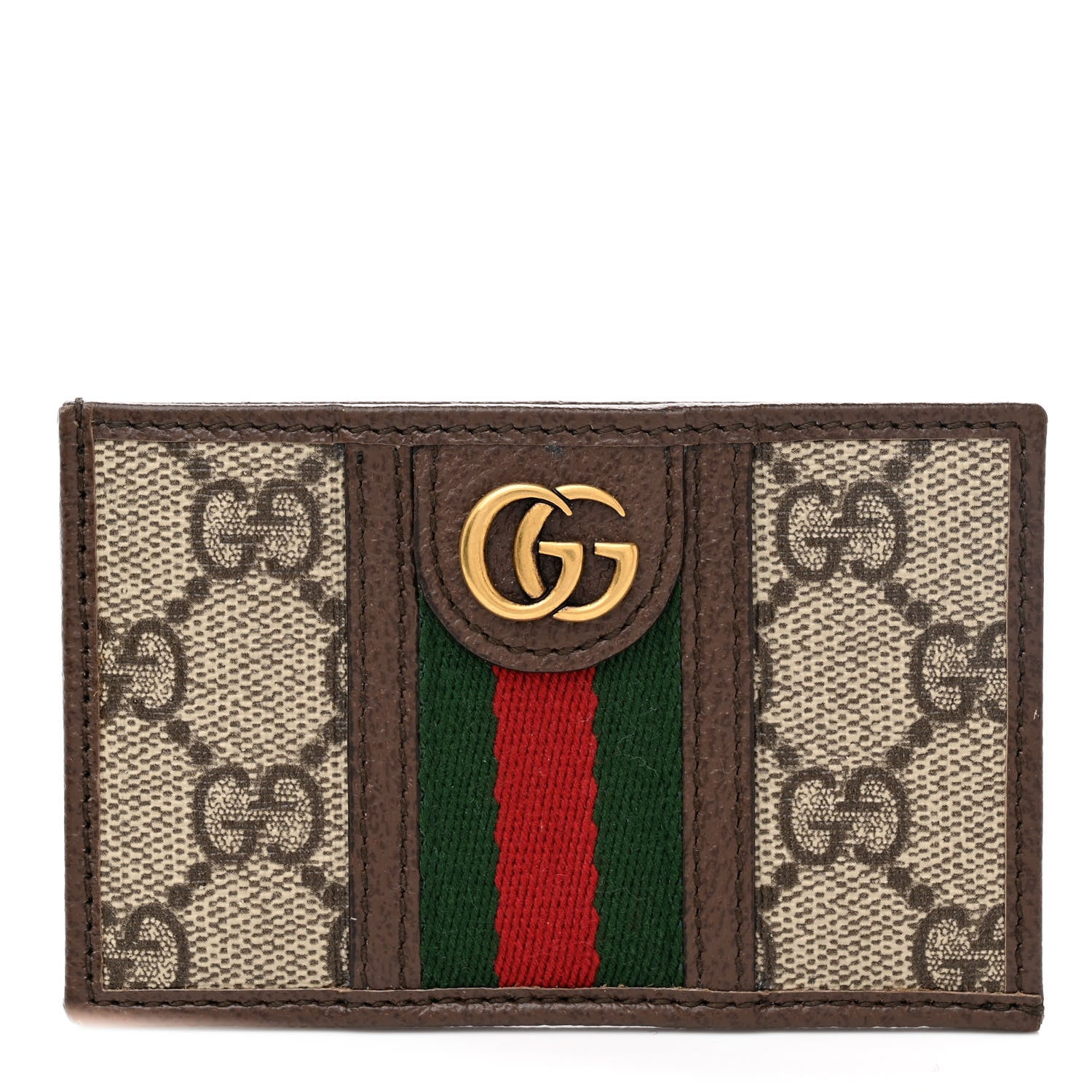 Gucci GG Supreme Monogram Ophidia Card Holder Brown 1 of 7