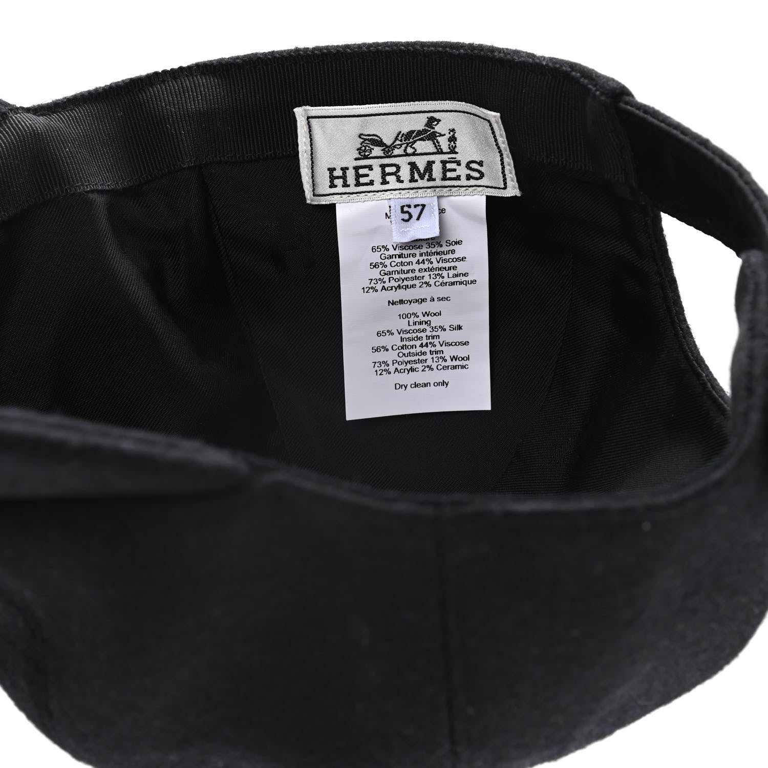 Hermes Wool Davis Varsity Cap 57 Black 5 of 7