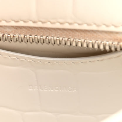 Balenciaga Semi Shiny Calfskin Crocodile Embossed Neo Classic Silver Hardware Mini City White 6 of 10
