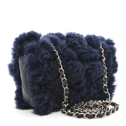 Chanel Shearling Lambskin Quilted Flap Navy Blue 3 of 10