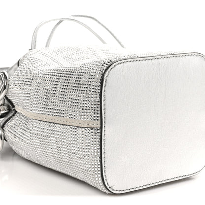 Fendi Crystal Vitello Laminato FF Mini Mon Tresor Bucket Bag Crystal Argento 9 of 11