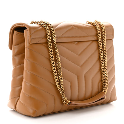 Saint Laurent Calfskin Y Quilted Monogram Medium Loulou Chain Satchel Dark Natural 3 of 10