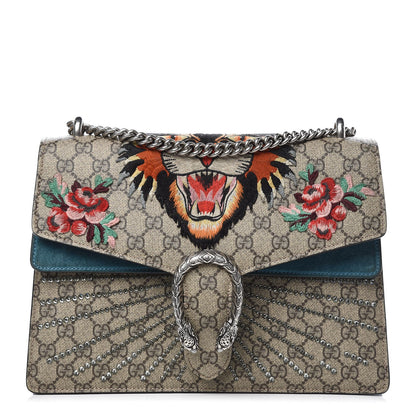 Gucci GG Supreme Monogram Angry Cat Embroidered Medium Dionysus Shoulder Bag Beige Ultramarine 1 of 15