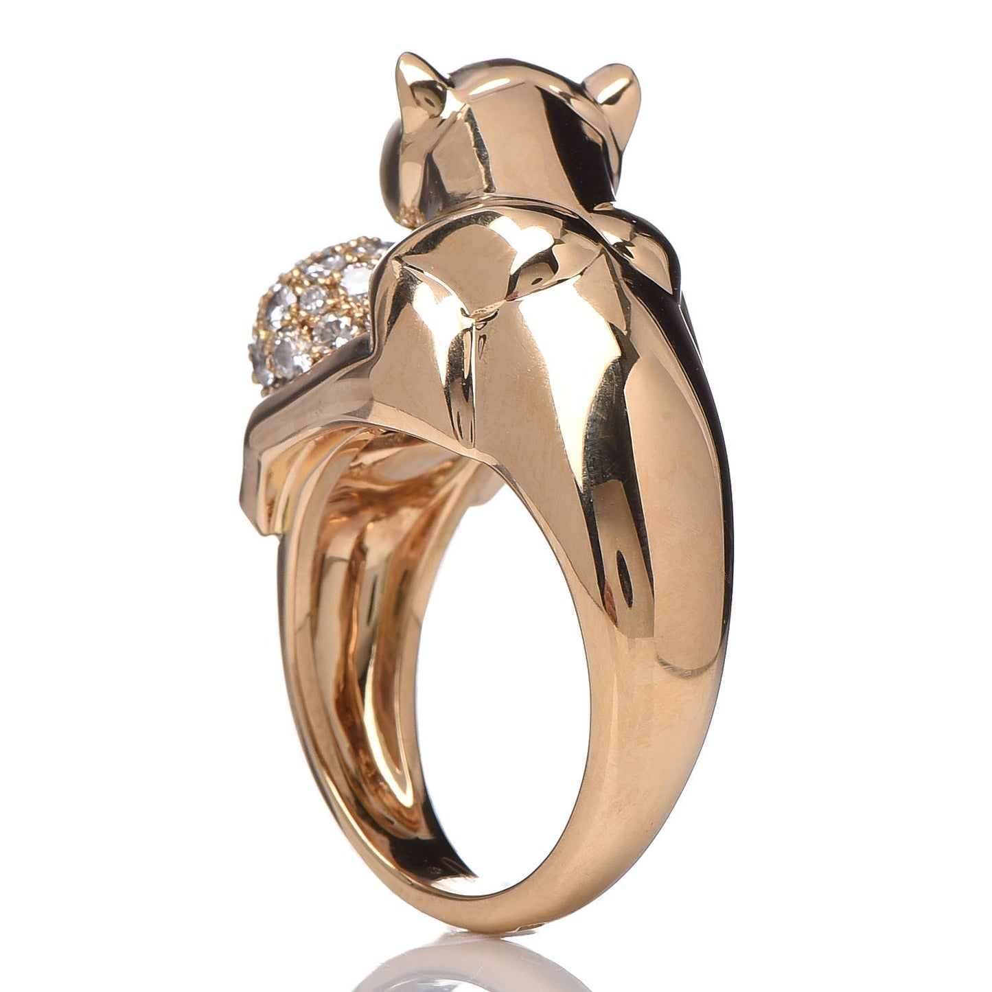 18K Yellow Gold Diamond Onyx Emerald Panthère De Ring 53 6.25