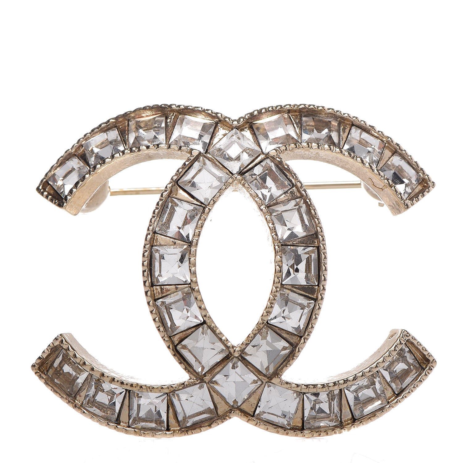 Chanel Baguette Crystal CC Brooch Gold 1 of 4