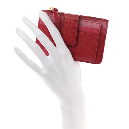 Prada Saffiano Metal Card Holder Fuoco Peonia 2 of 12