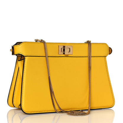 Fendi Nappa Small Peekaboo I SEE U East West Chain Satchel Limone 3 of 12