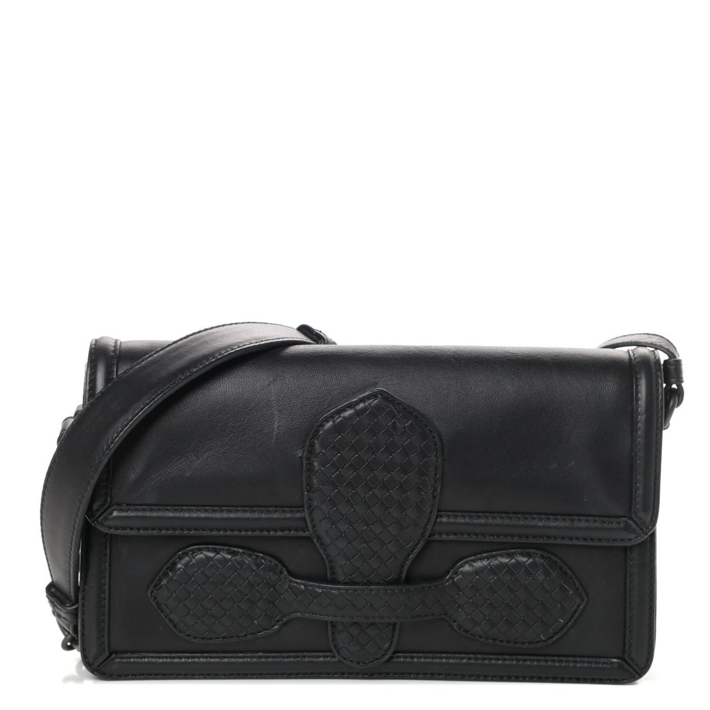 Nappa Micro Intreccio Shoulder Bag Black