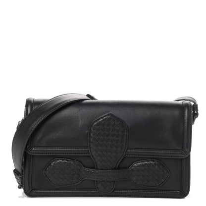 Bottega Veneta Nappa Micro Intreccio Shoulder Bag Black 1 of 12