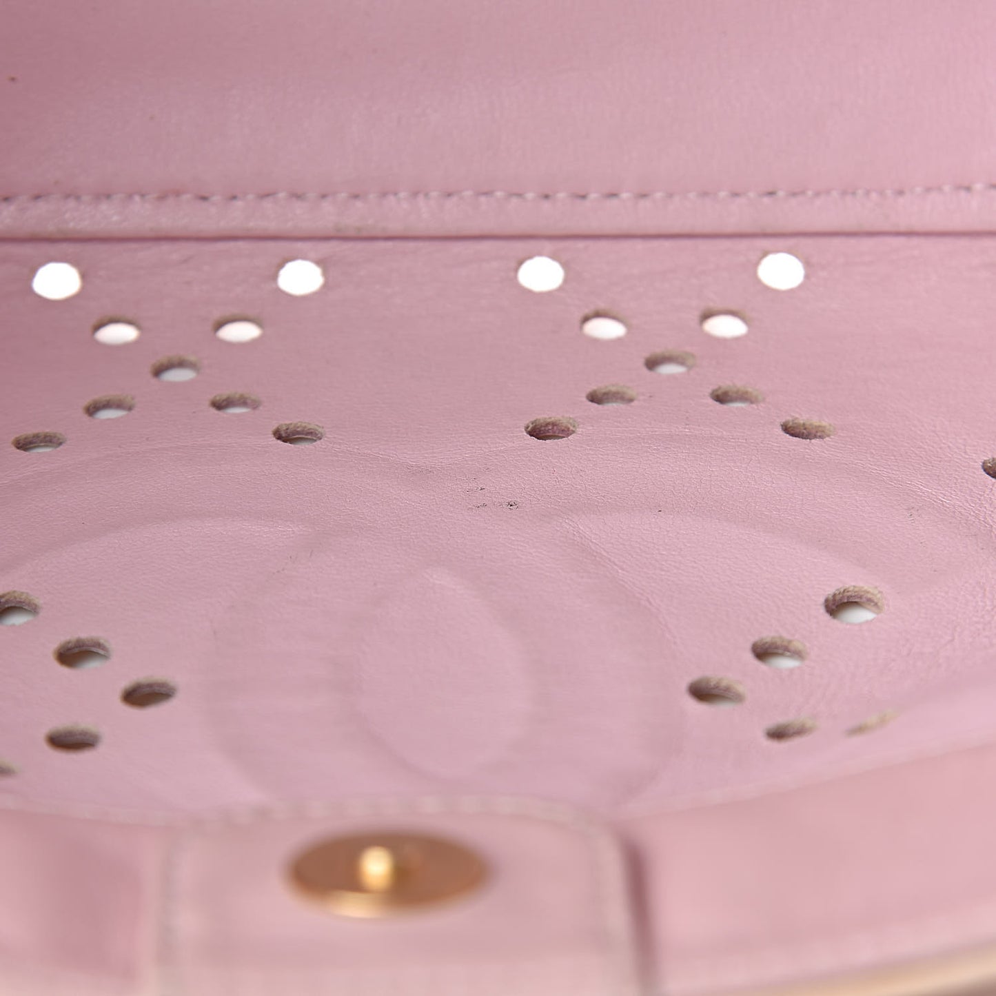 Patent Perforated CC Shopping Tote Beige