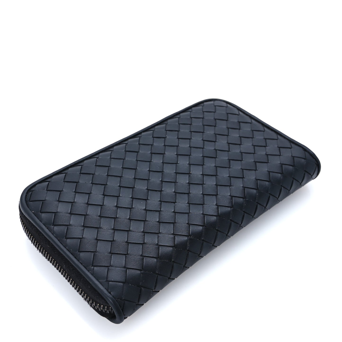 Nappa Intrecciato Zip Around Wallet Black
