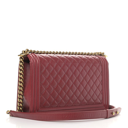 Chanel Lambskin Quilted New Medium Boy Flap Dark Red 2 of 7