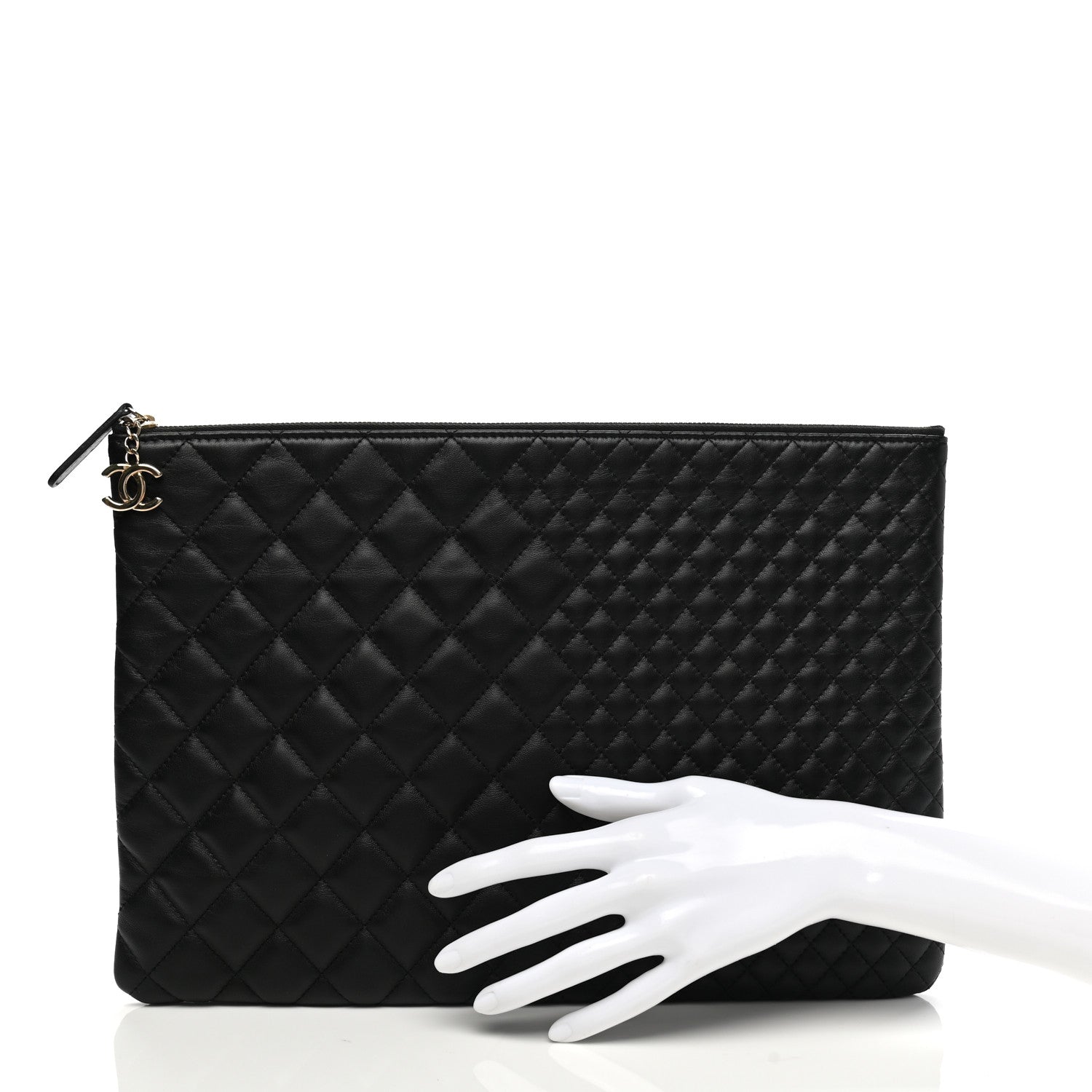 Chanel Lambskin Bi Quilted Large Cosmetic Case Black 2 of 7