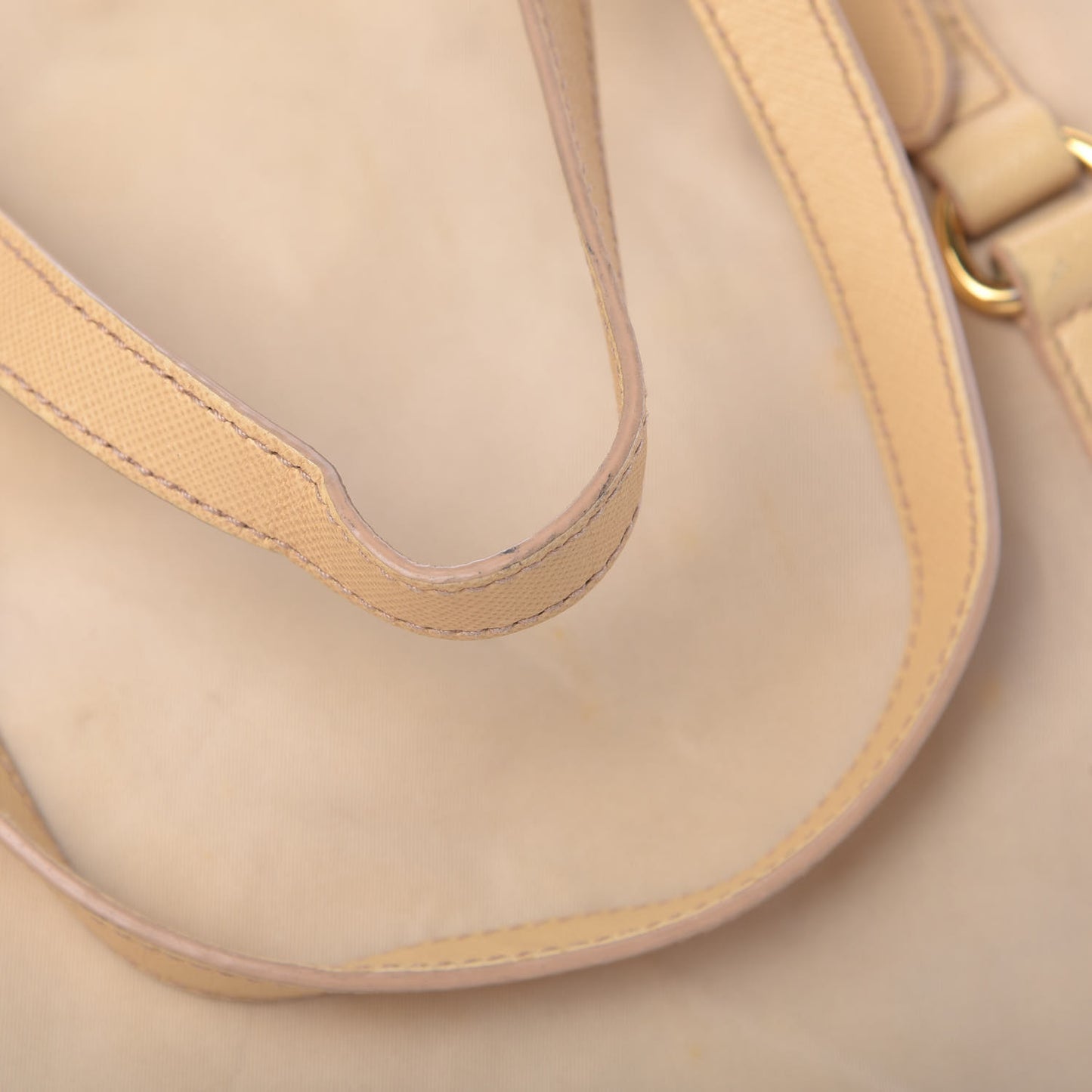 Tessuto Nylon Nappa Shoulder Bag Beige
