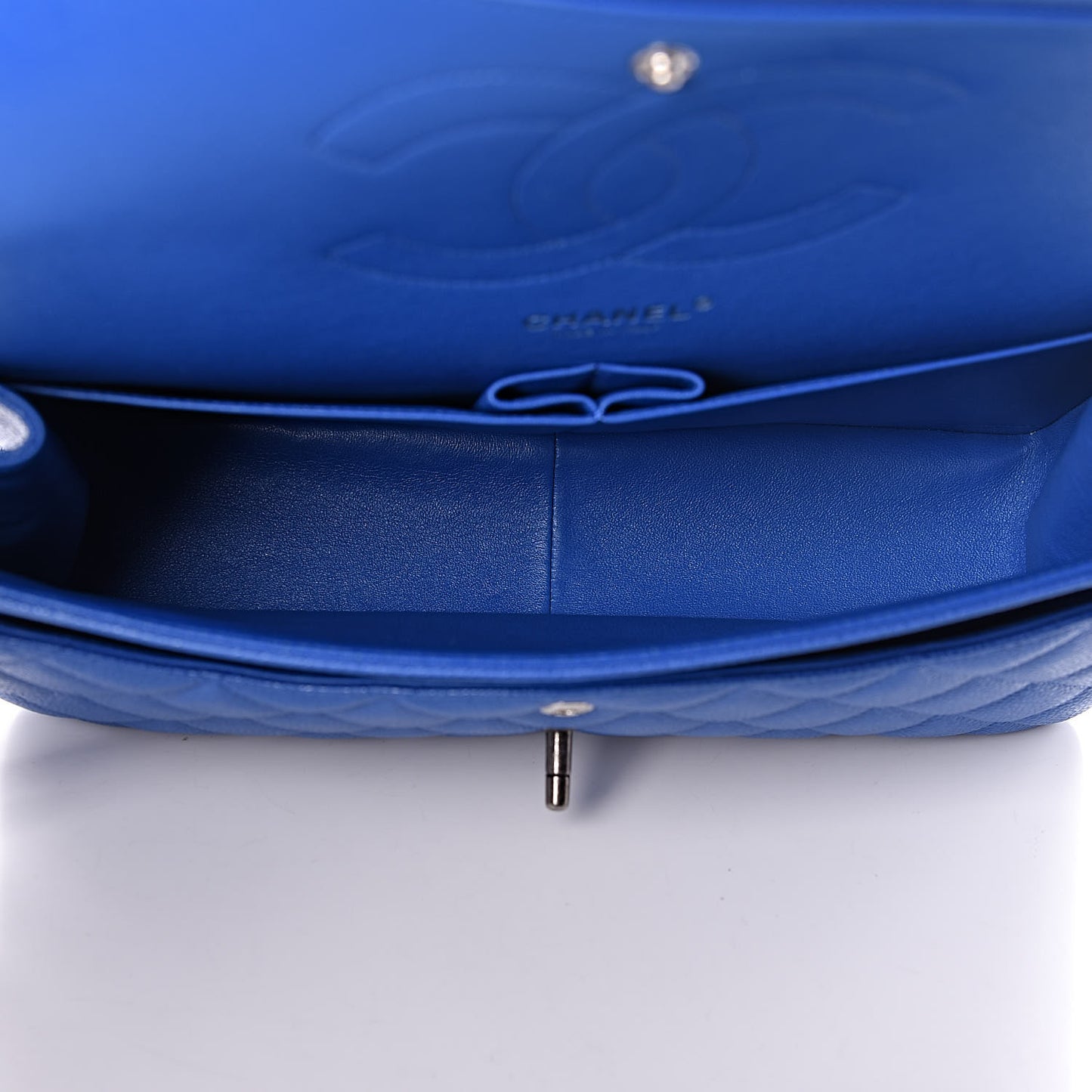 Caviar Quilted Jumbo Double Flap Blue