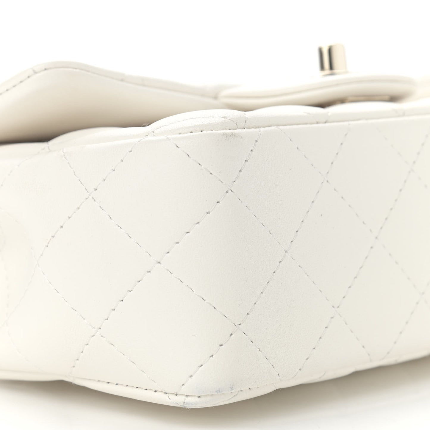 Lambskin Quilted Mini Rectangular Flap White