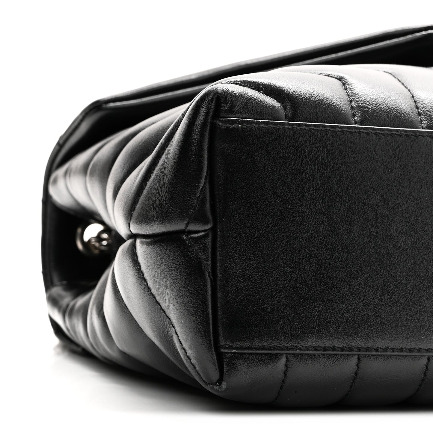 Calfskin Y Quilted Monogram Small Loulou Chain Satchel Black