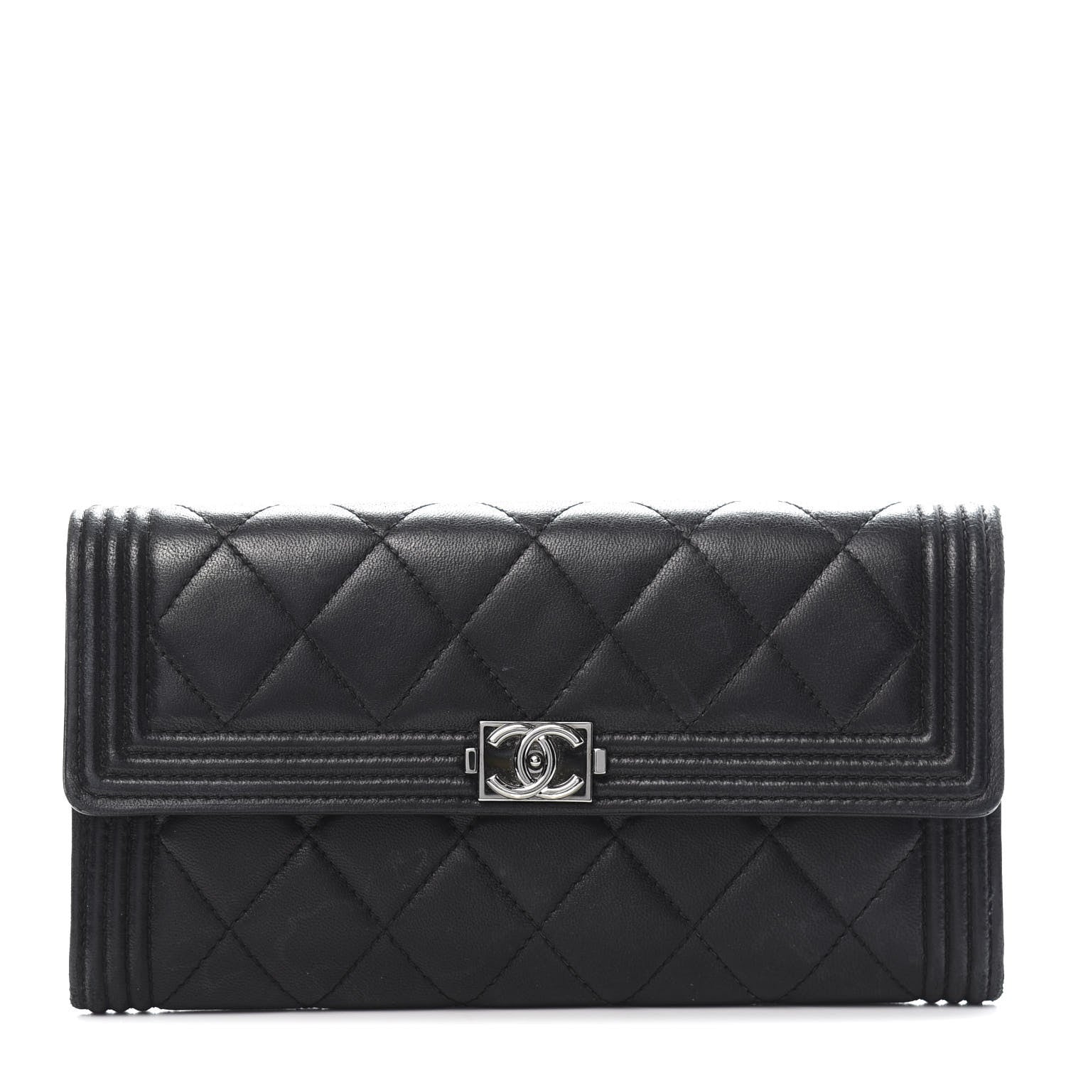 Chanel Lambskin Quilted Boy Flap Wallet Black 1 of 14