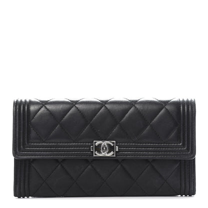 Chanel Lambskin Quilted Boy Flap Wallet Black 1 of 14