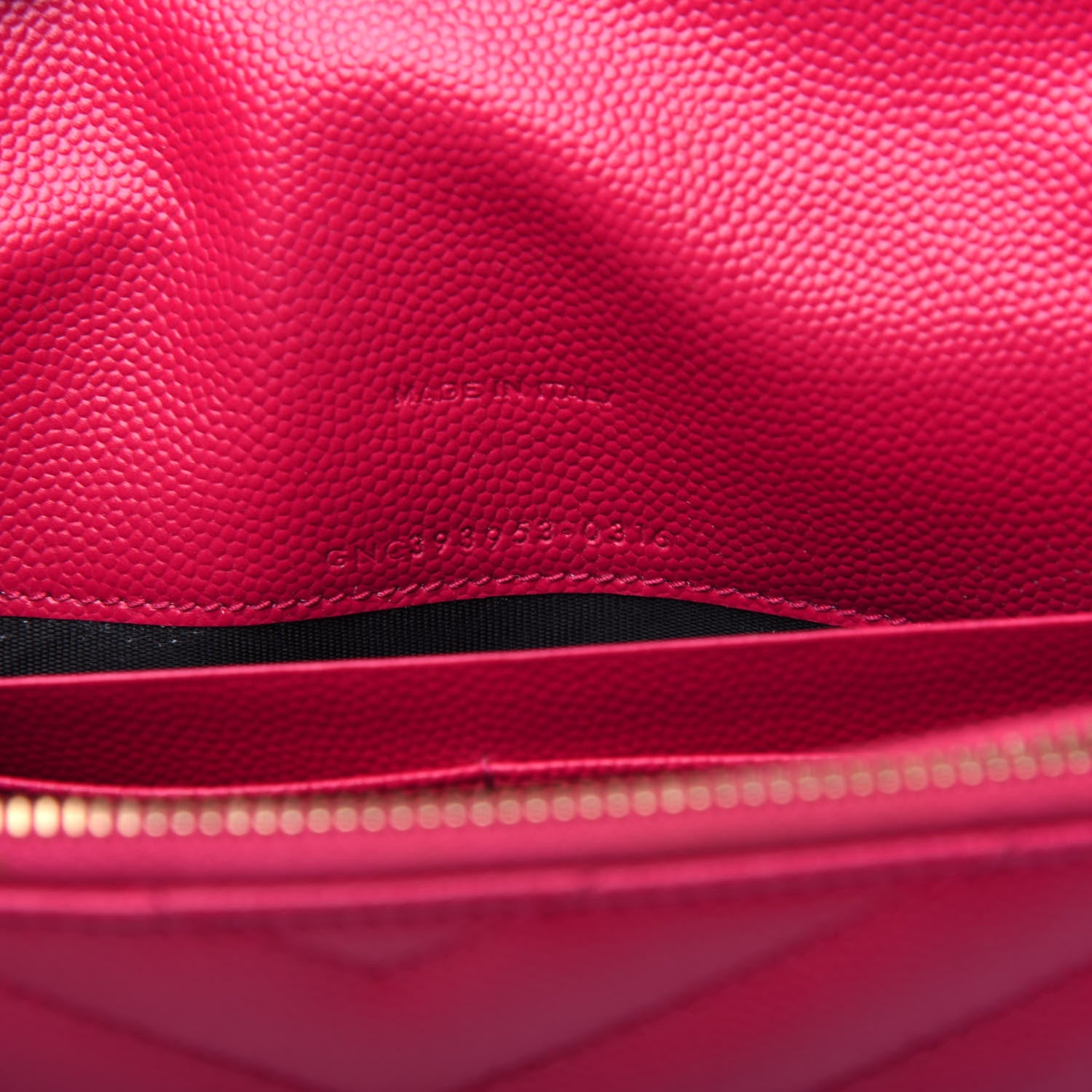 Saint Laurent Grain De Poudre Matelasse Chevron Monogram Envelope Chain Wallet Bubblegum 7 of 10