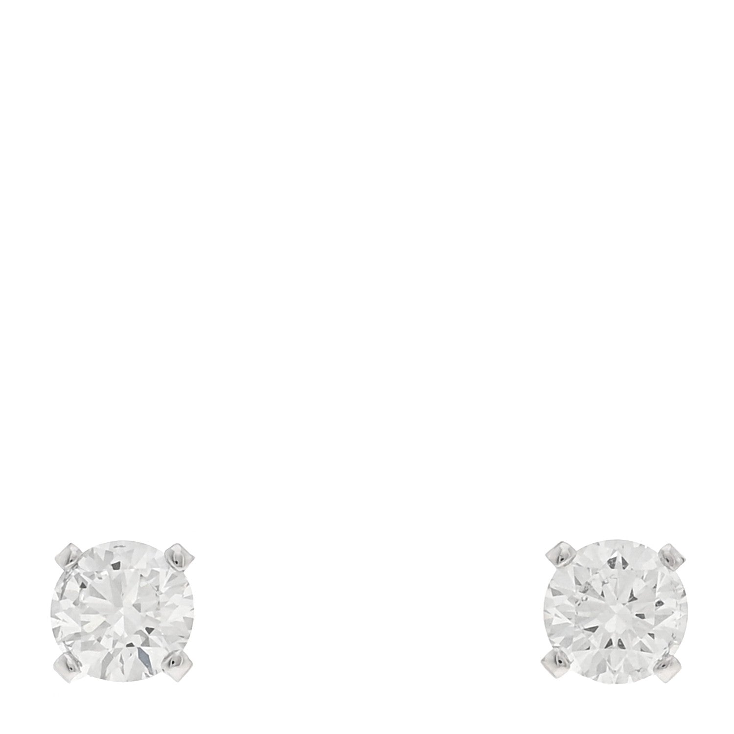 Cartier 18K White Gold Diamond .44ctw Solitaire Earrings 1 of 5