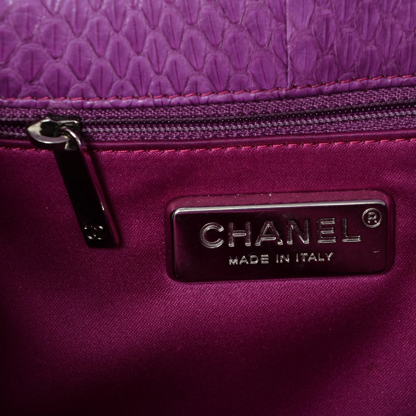 Elaphe Snakeskin Quilted Medium Easy Carry Flap Purple