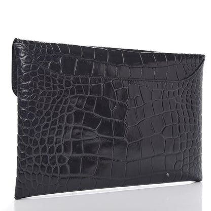 Givenchy Calfskin Crocodile Embossed Medium Antigona Envelope Clutch Black 3 of 10