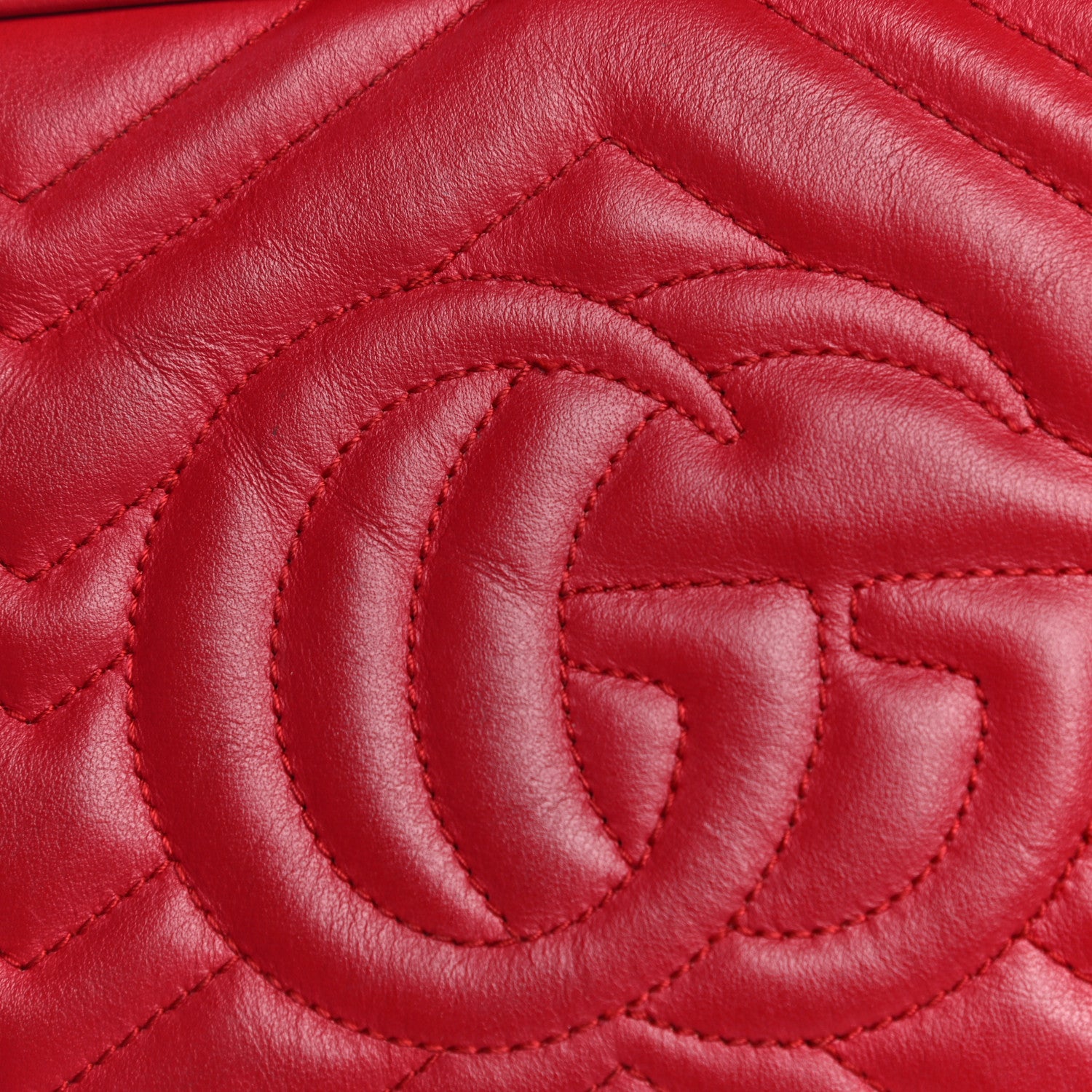 Gucci Calfskin Matelasse Small GG Marmont Chain Shoulder Bag Hibiscus Red 20 of 38