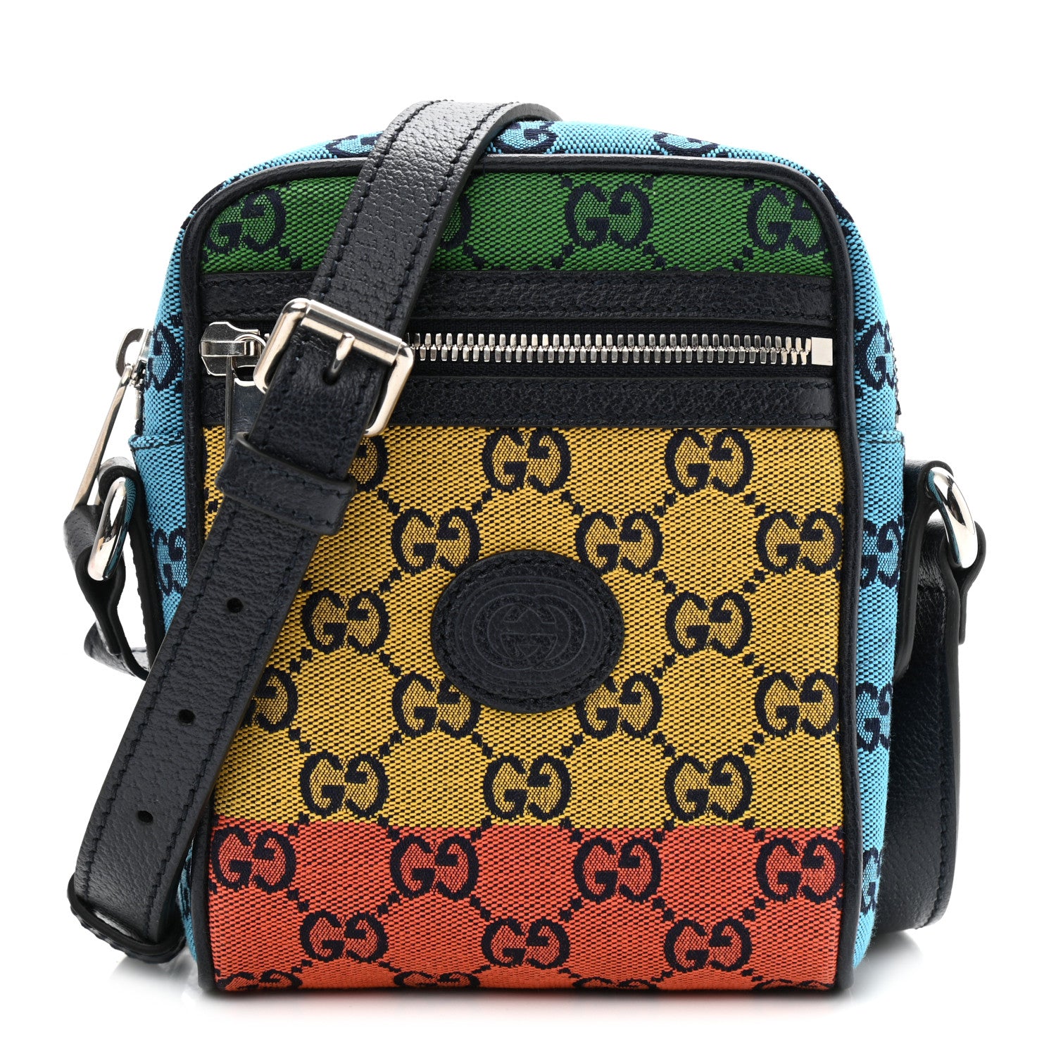 Gucci Monogram Multicolor Mini Retro Interlocking G Messenger Blue Rainbow Light Blue 2 of 19