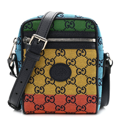 Gucci Monogram Multicolor Mini Retro Interlocking G Messenger Blue Rainbow Light Blue 2 of 19