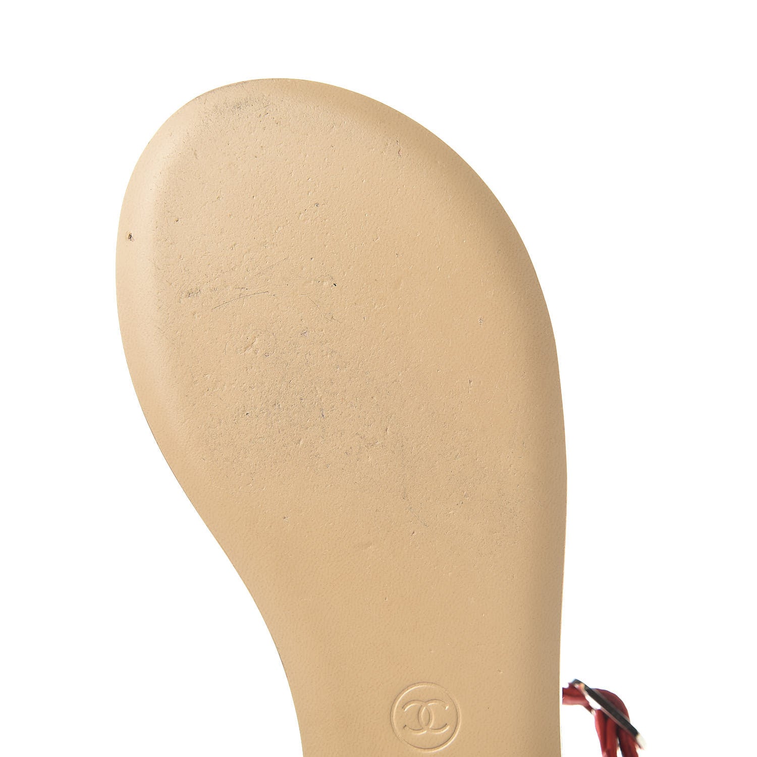 Chanel Lambskin Chain CC Thong Sandals 36 Red 9 of 17