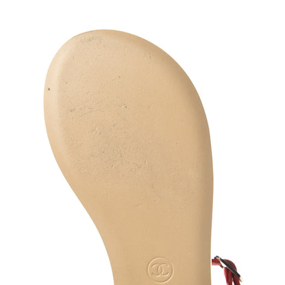 Chanel Lambskin Chain CC Thong Sandals 36 Red 9 of 17