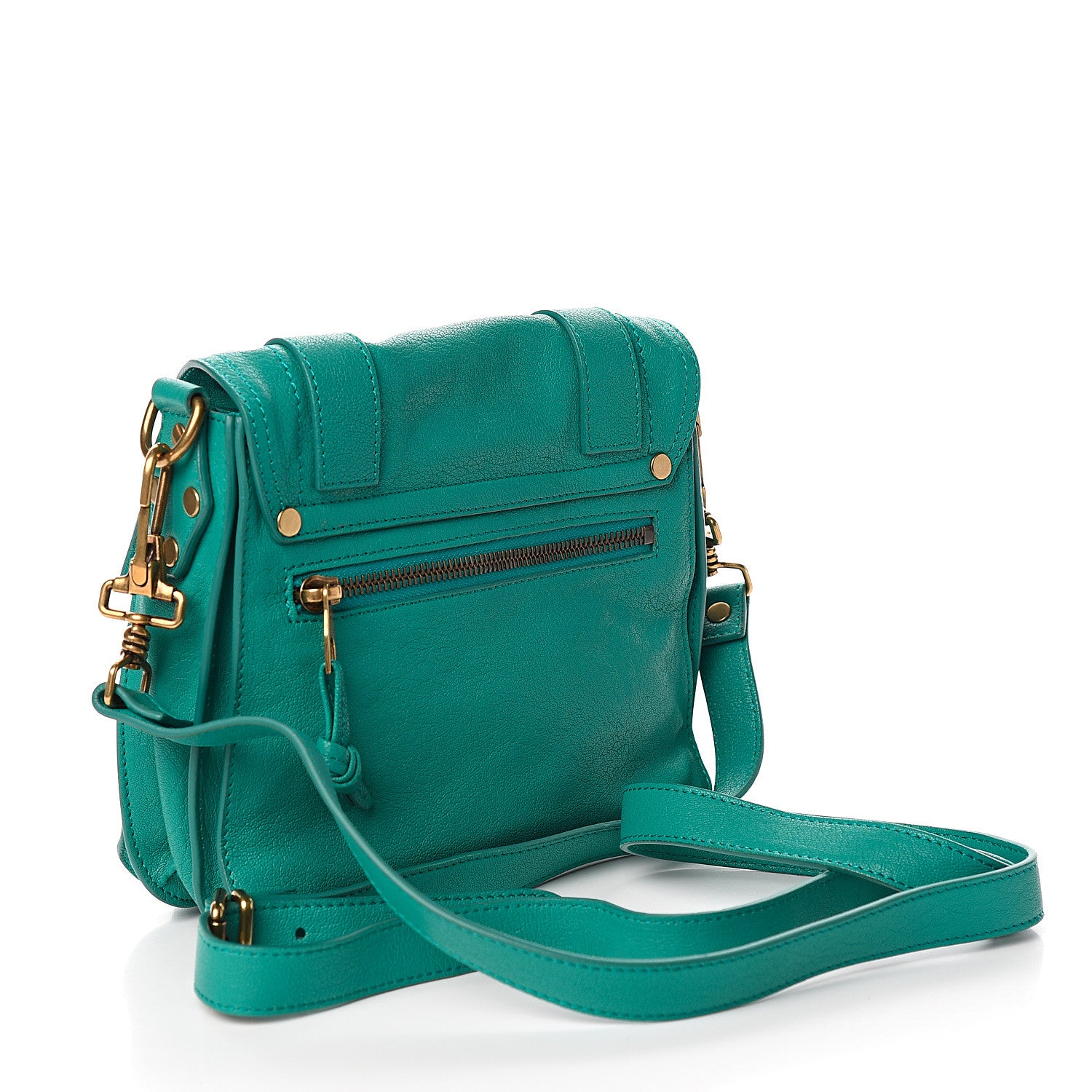 Proenza Schouler Lambskin PS1 Mini Pouch Messenger Bag Aqua 2 of 9