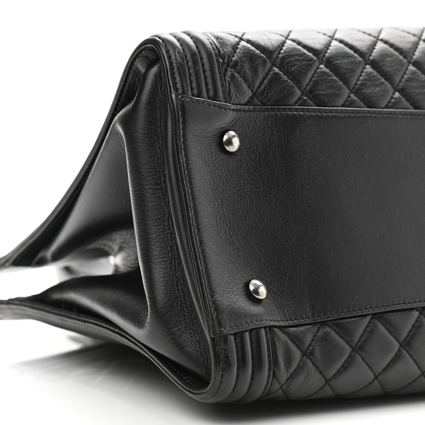 Calfskin Quilted Boy Shopping Tote Black