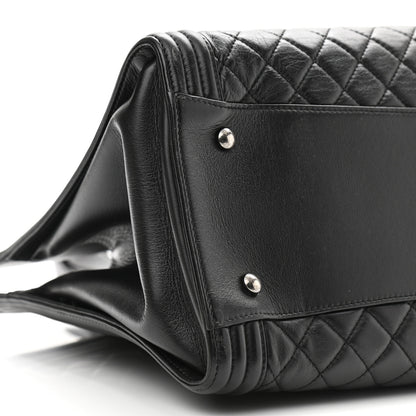 Chanel Calfskin Quilted Boy Shopping Tote Black 9 of 11