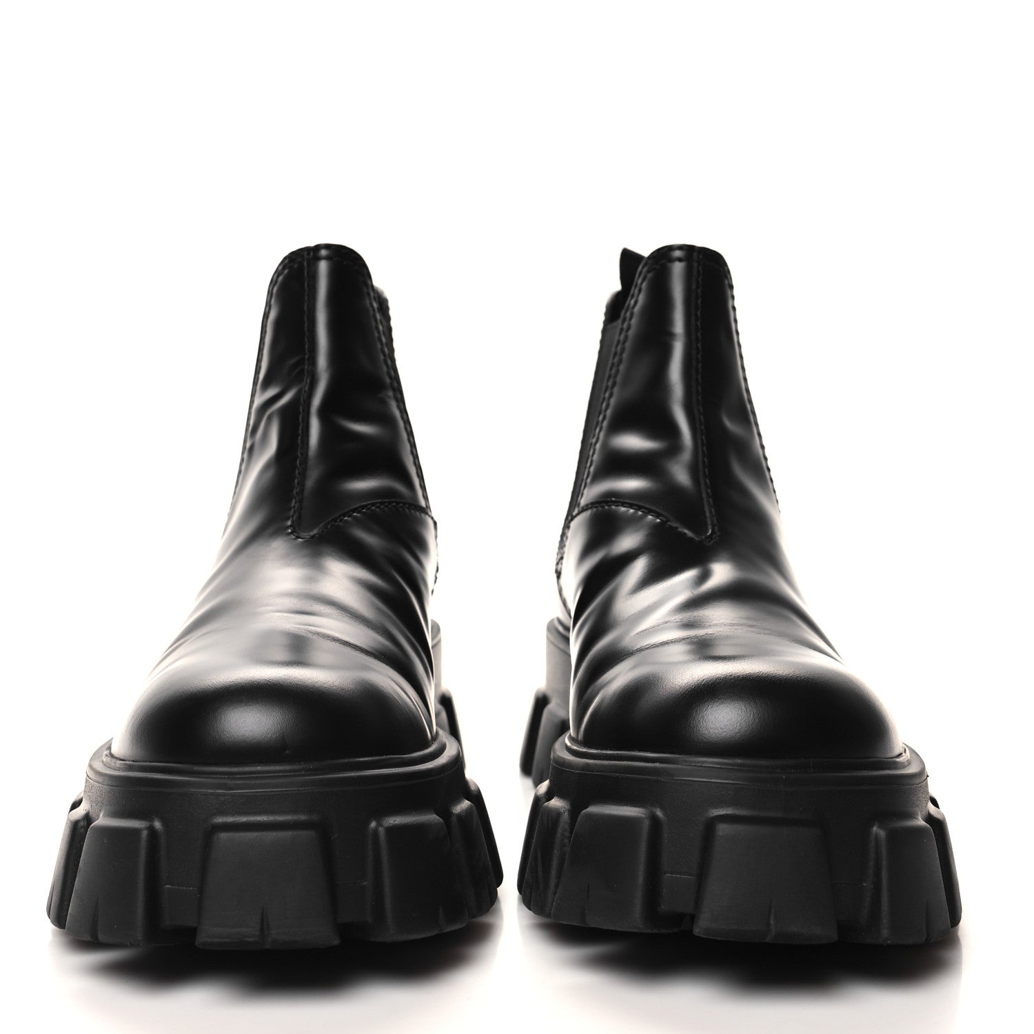 Prada Spazzolato Rois Mens Monolith Chelsea 55mm Ankle Boots 9 Black 2 of 9