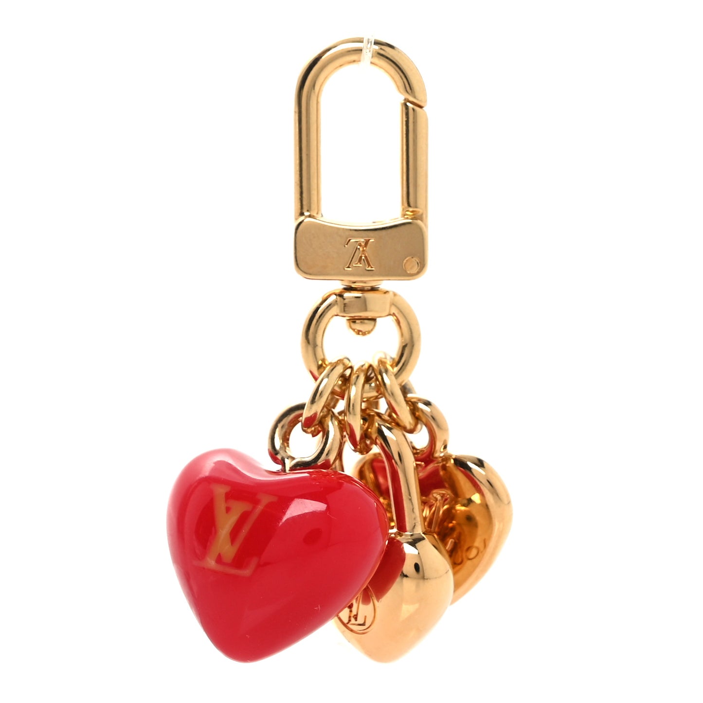 Micro Charms LV Heart Bag Charm Key Holder Gold Red