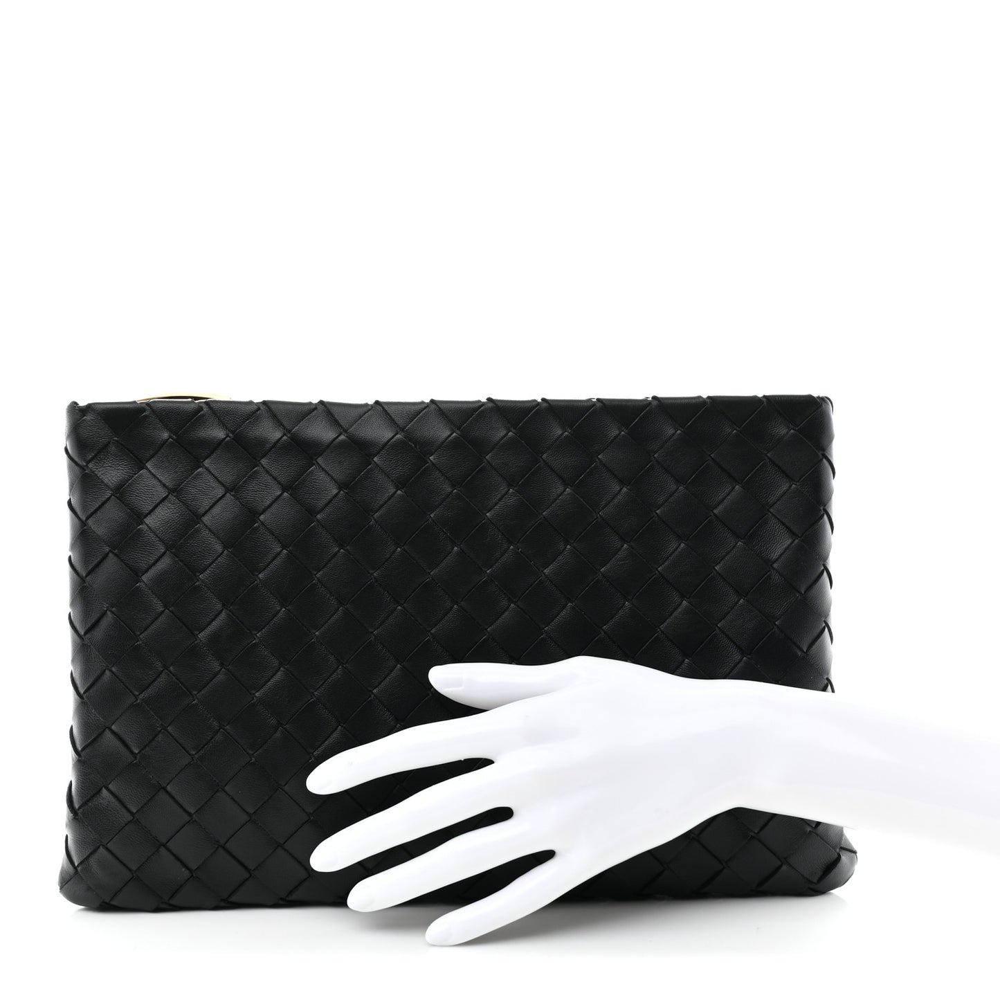 Nappa Intrecciato Flat Zip Pouch Black