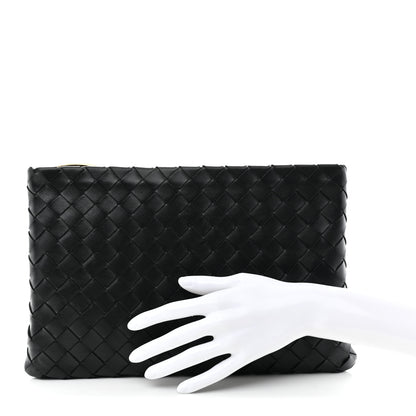 Bottega Veneta Nappa Intrecciato Flat Zip Pouch Black 2 of 7