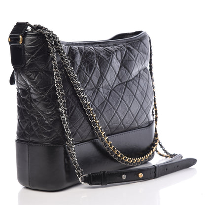 Chanel Aged Calfskin Quilted Large Gabrielle Hobo Black 3 of 18