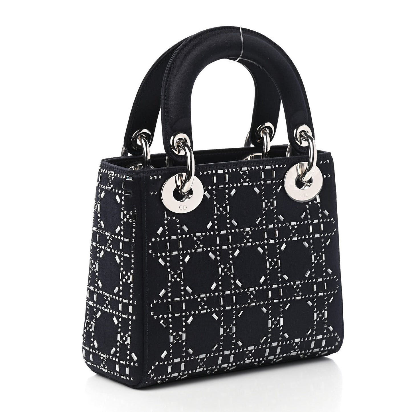 Satin Crystal Cannage Mini Lady Dior Navy