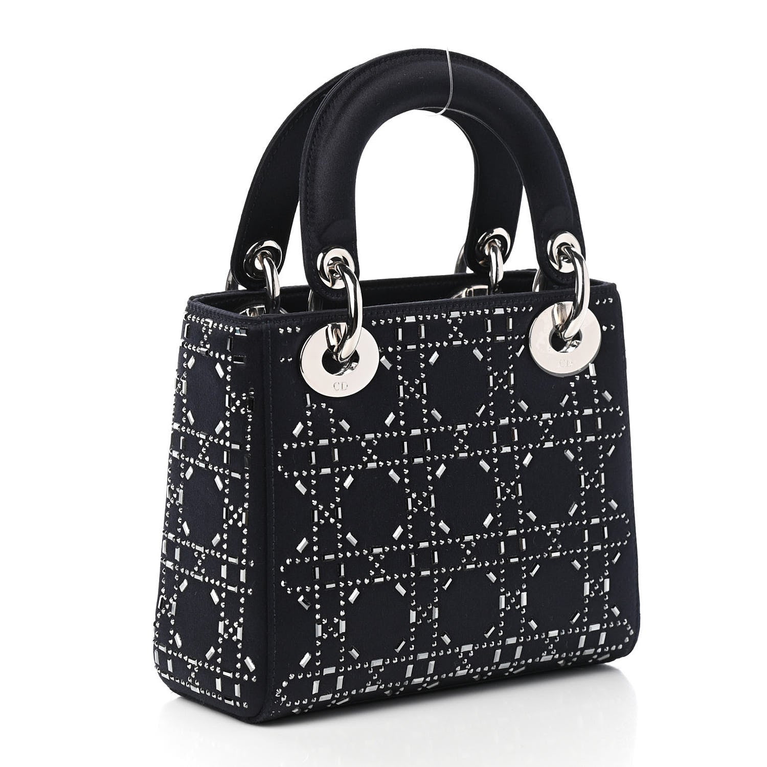 Christian Dior Satin Crystal Cannage Mini Lady Dior Navy 2 of 7