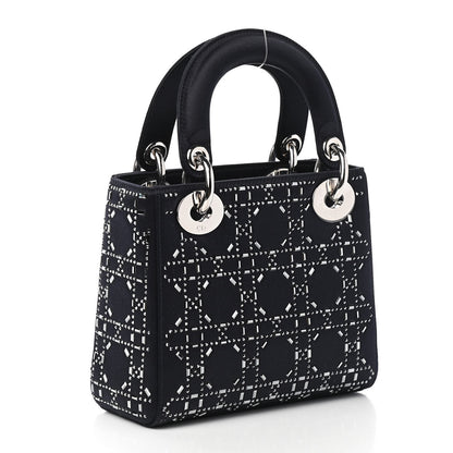 Christian Dior Satin Crystal Cannage Mini Lady Dior Navy 2 of 7