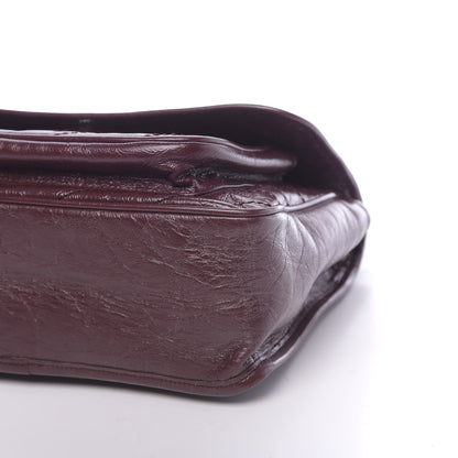 Saint Laurent Crinkled Calfskin Matelasse Monogram Medium Niki Chain Satchel Burgundy 9 of 9