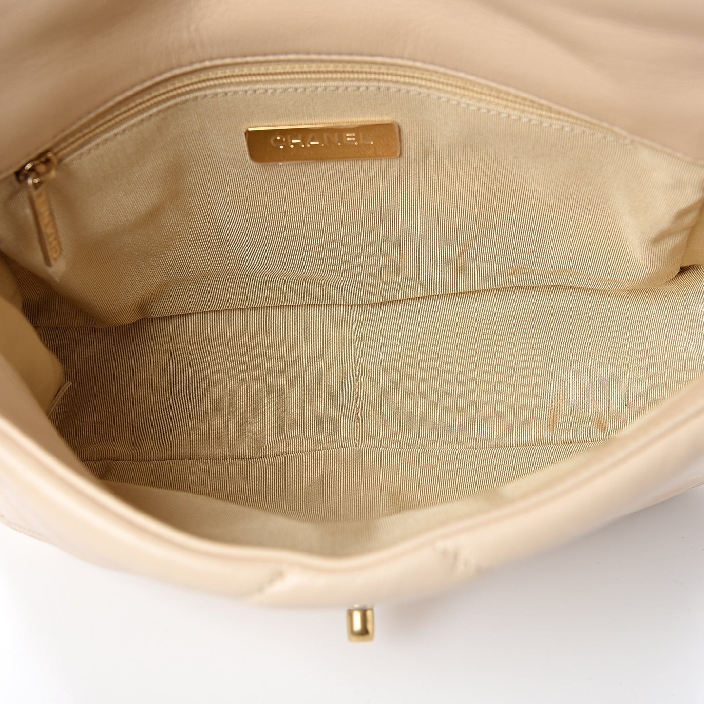 Goatskin Quilted Medium 19 Flap Beige