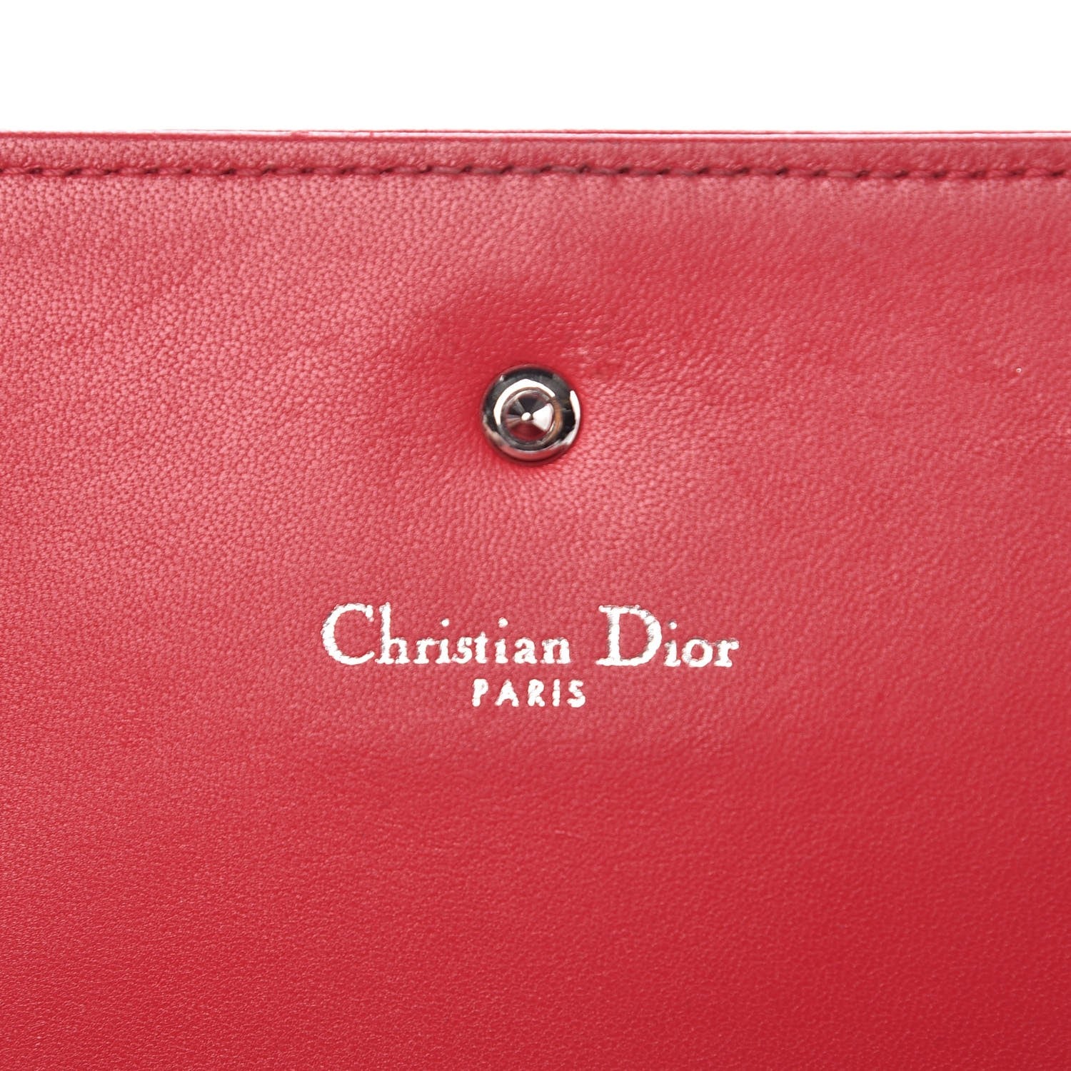 Christian Dior Grained Calfskin Diorama Croisiere Chain Wallet Red 6 of 7