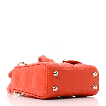 Christian Dior Lambskin Cannage Micro Lady Dior Orange 4 of 10