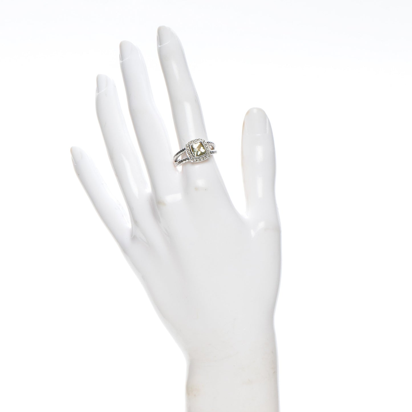 Sterling Silver Diamond Prasiolite 7mm Petite Albion Ring 54 7