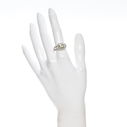 David Yurman Sterling Silver Diamond Prasiolite 7mm Petite Albion Ring 54 7 2 of 5