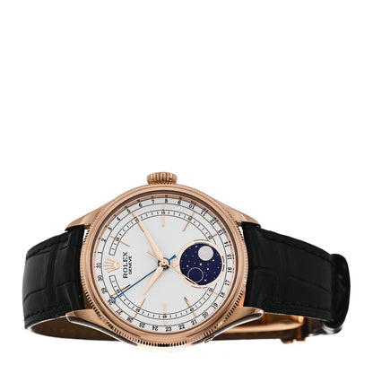 Rolex 18K Everose Gold Alligator 39mm Cellini Moonphase Watch White 50535 2 of 5